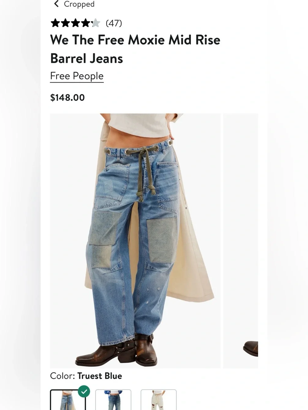 Free People Moxie Barrel Patchwork Jeans in Truest Blue - Picture 6 of 6